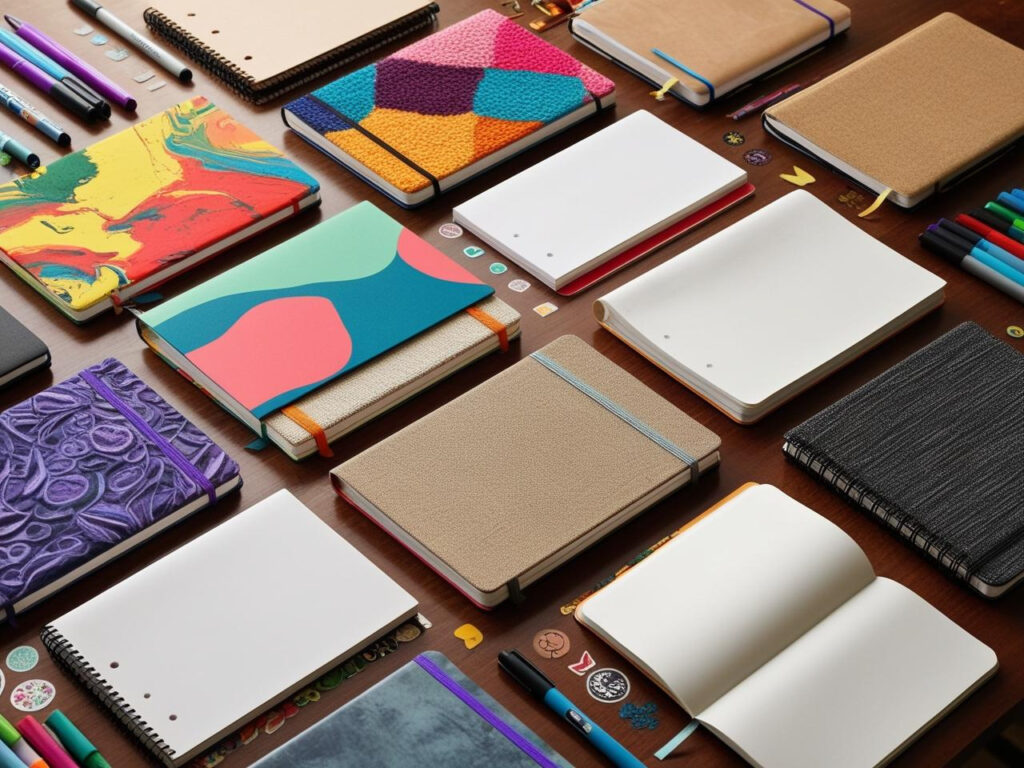 Unique composition notebook covers featuring colorful patterns, textures, and minimalist styles for students and creatives.