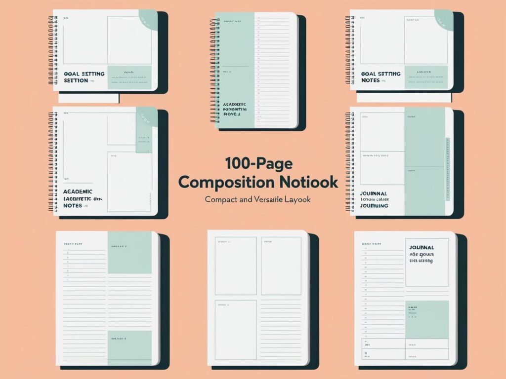 A 100-page notebook customized for goal tracking and weekly planning layouts