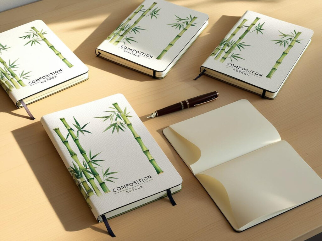 Minimalist bamboo composition notebook ideal for students and professionals.