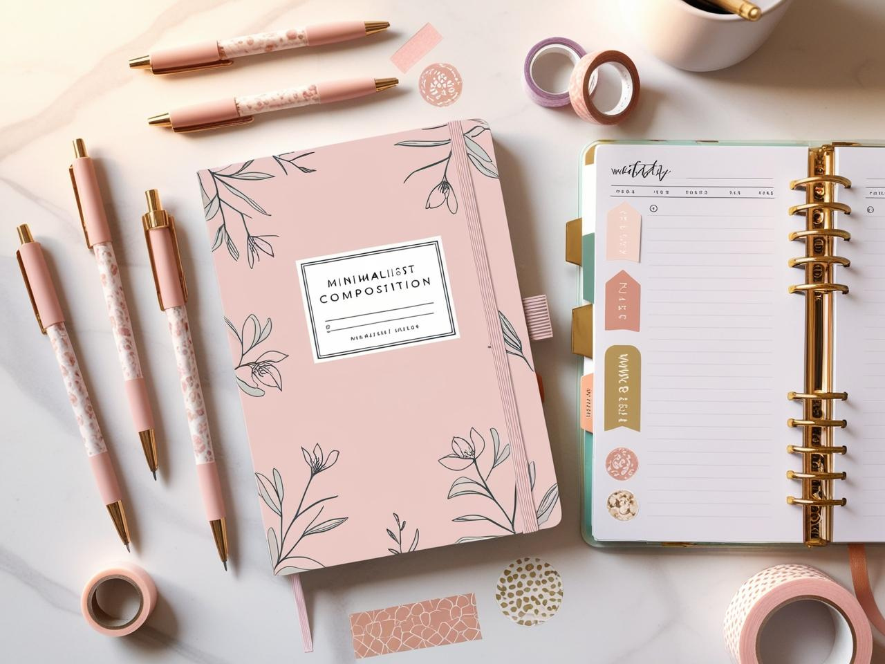 Cute kawaii aesthetic notebook with pastel colors, adorable character illustrations, and decorative elements.